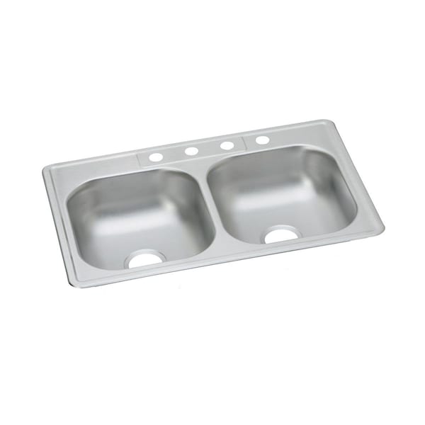 Dayton Stainless Steel 33 X 22 X 6-9/16 Equal Double Bowl Top Mount Sink
